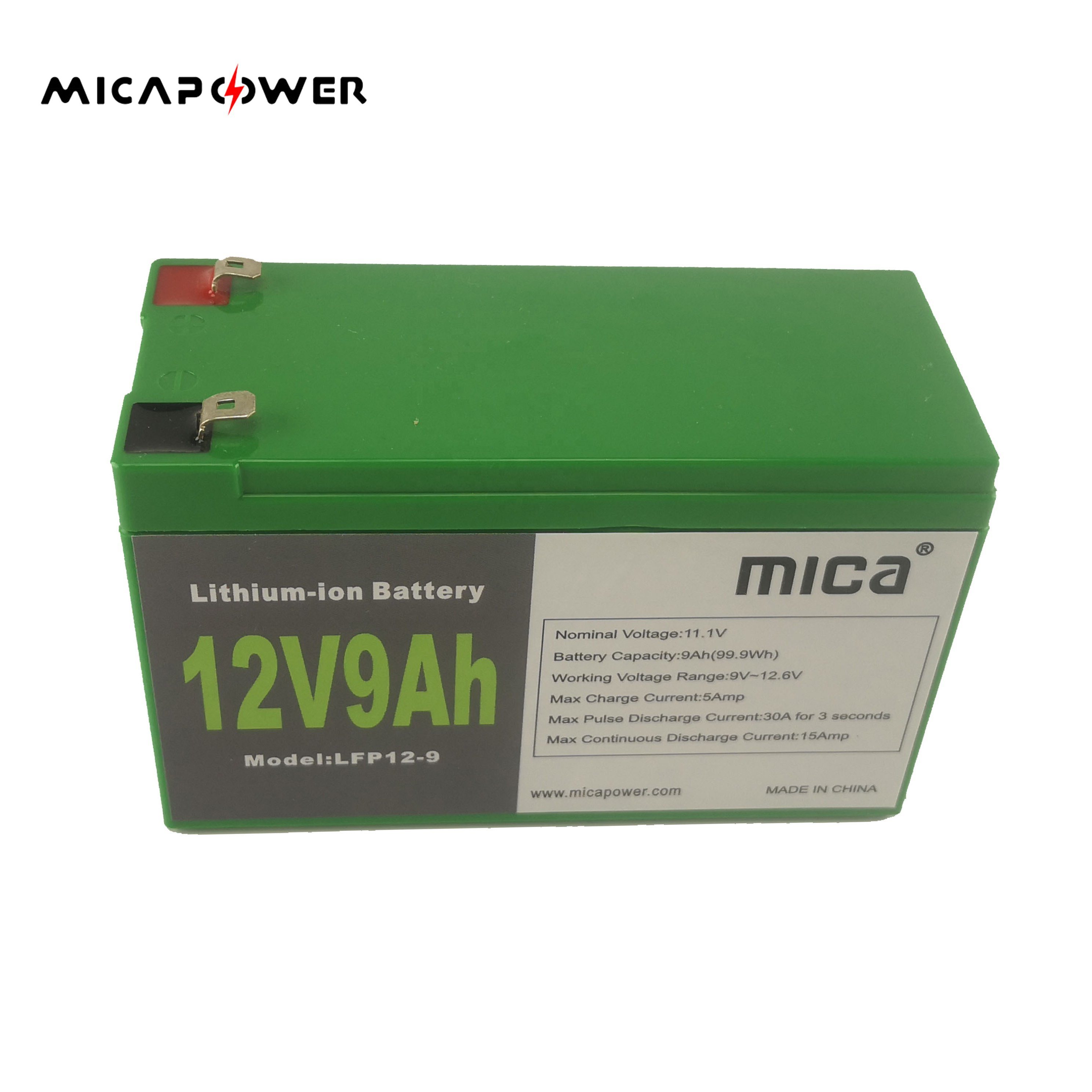 Long Life Deep Cycle 12V 9ah Lithium Ion LiFePO4 Battery Pack with High Capacity