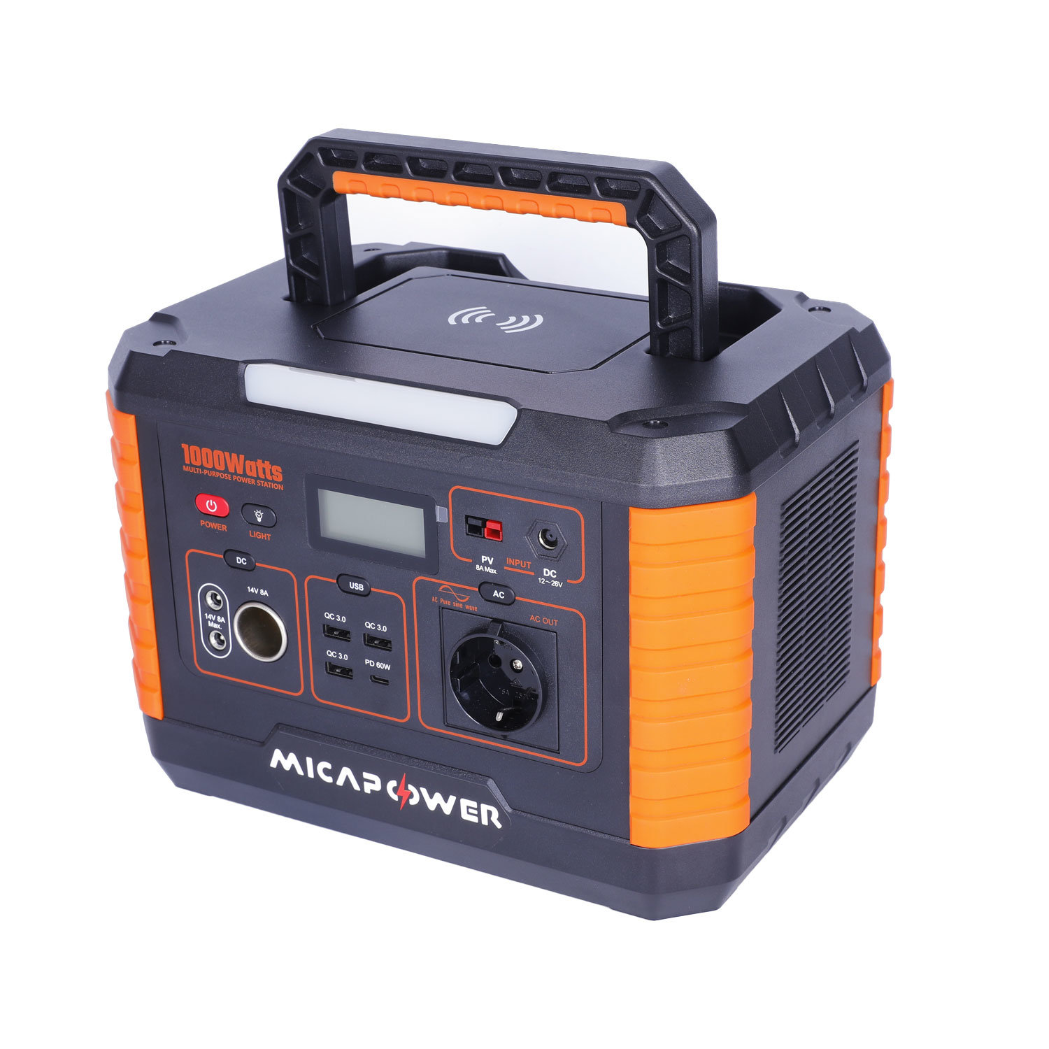 Portable Power Bank AC DC with Solar Panel 1000W Portable Power Staion for Travel Laptop Car Jump