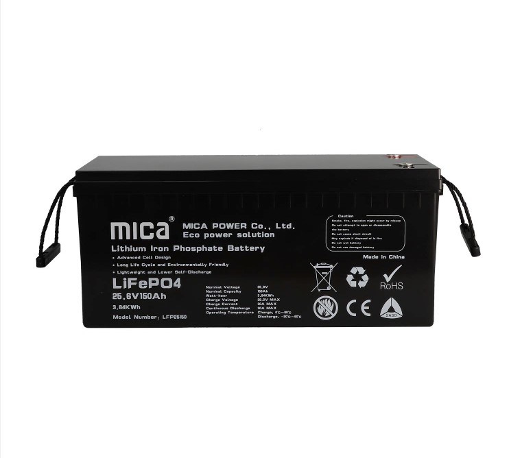 Mica Lithium Ion Battery LiFePO4 Battery Pack 25.6V 150ah for Soalr Energy Storage System with BMS