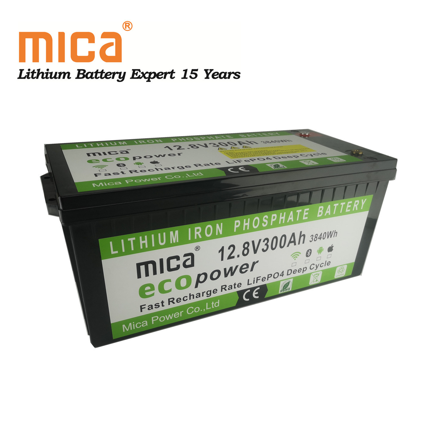 Mica Factory Direct LiFePO4 Battery Pack 12V RV Marine Leisure Lithium 12V 300ah 3.6kwh Solar Energy Storage