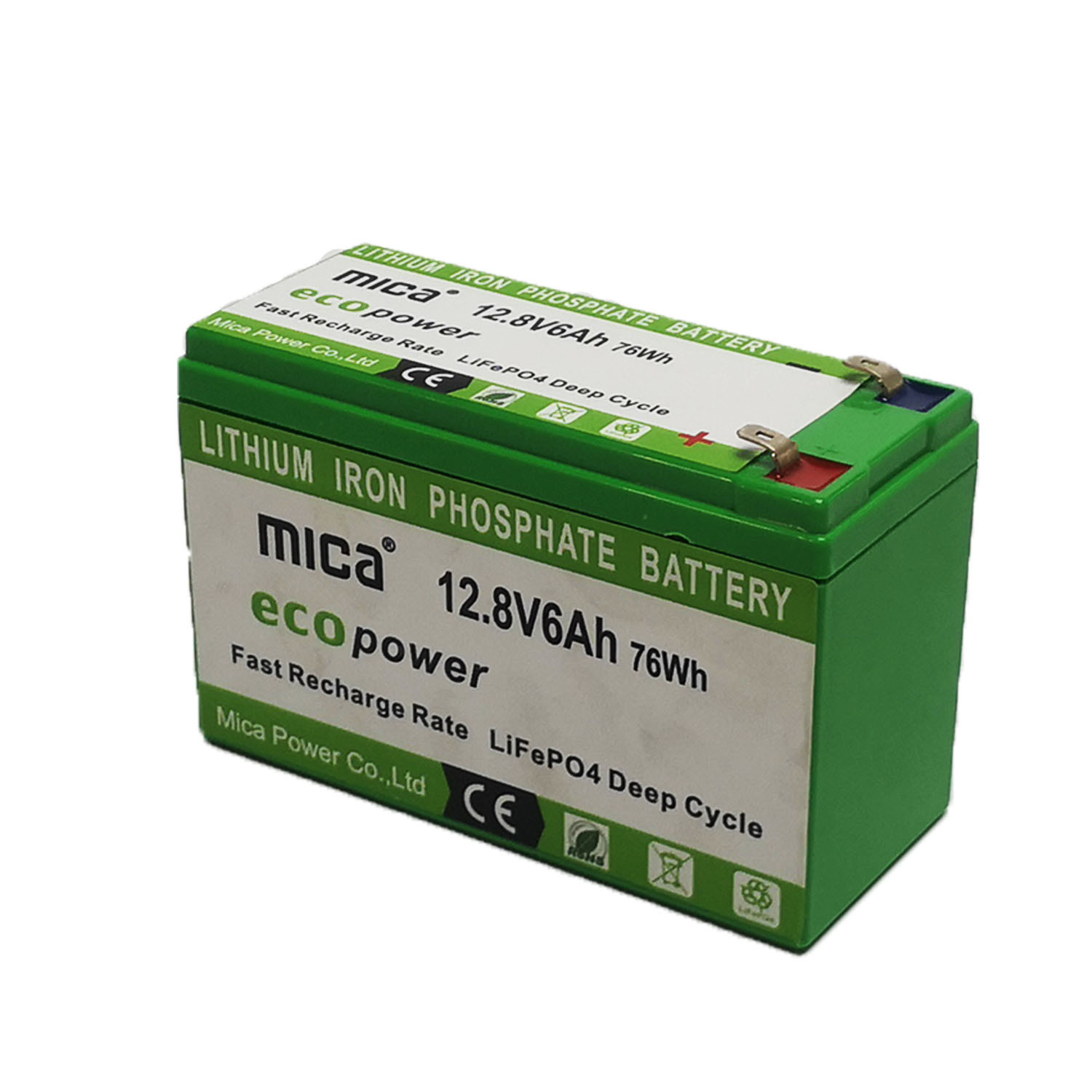 with BMS 12.8V/12V 6ah LiFePO4 Battery Pack Lithium Ion Battery Factory Price High Quality Long Cycle for Solar Lighting RV with RoHS Ce UL-1643 Un38.3