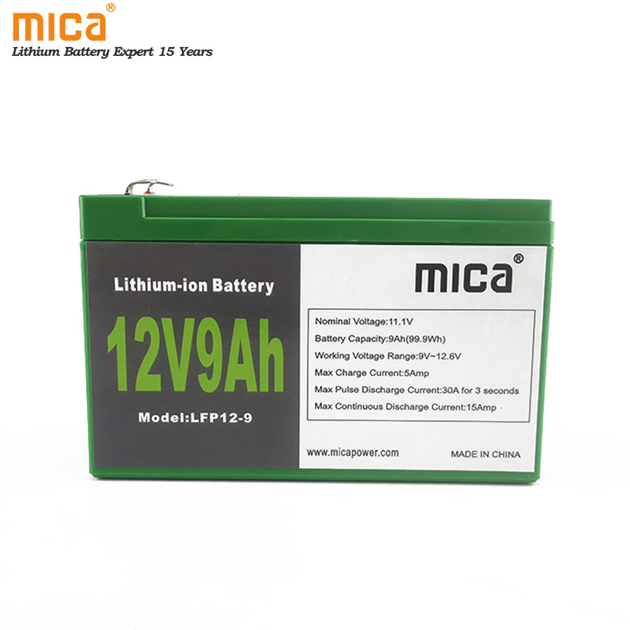 11.1V 12V 9ah Lithium Ion Battery with BMS Rechargeable LFP Batteries LiFePO4 Deep Cycles for UPS PV Ess Solar Energy