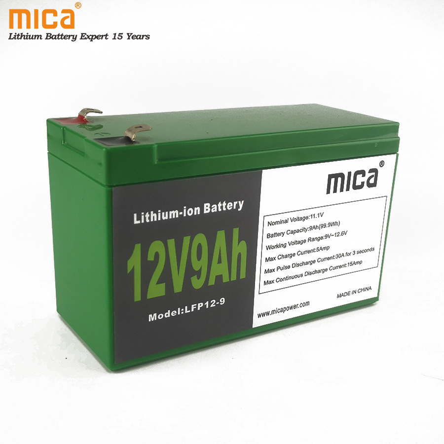 11.1V 12V 9ah Lithium Ion Battery with BMS Rechargeable LFP Batteries LiFePO4 Deep Cycles for UPS PV Ess Solar Energy