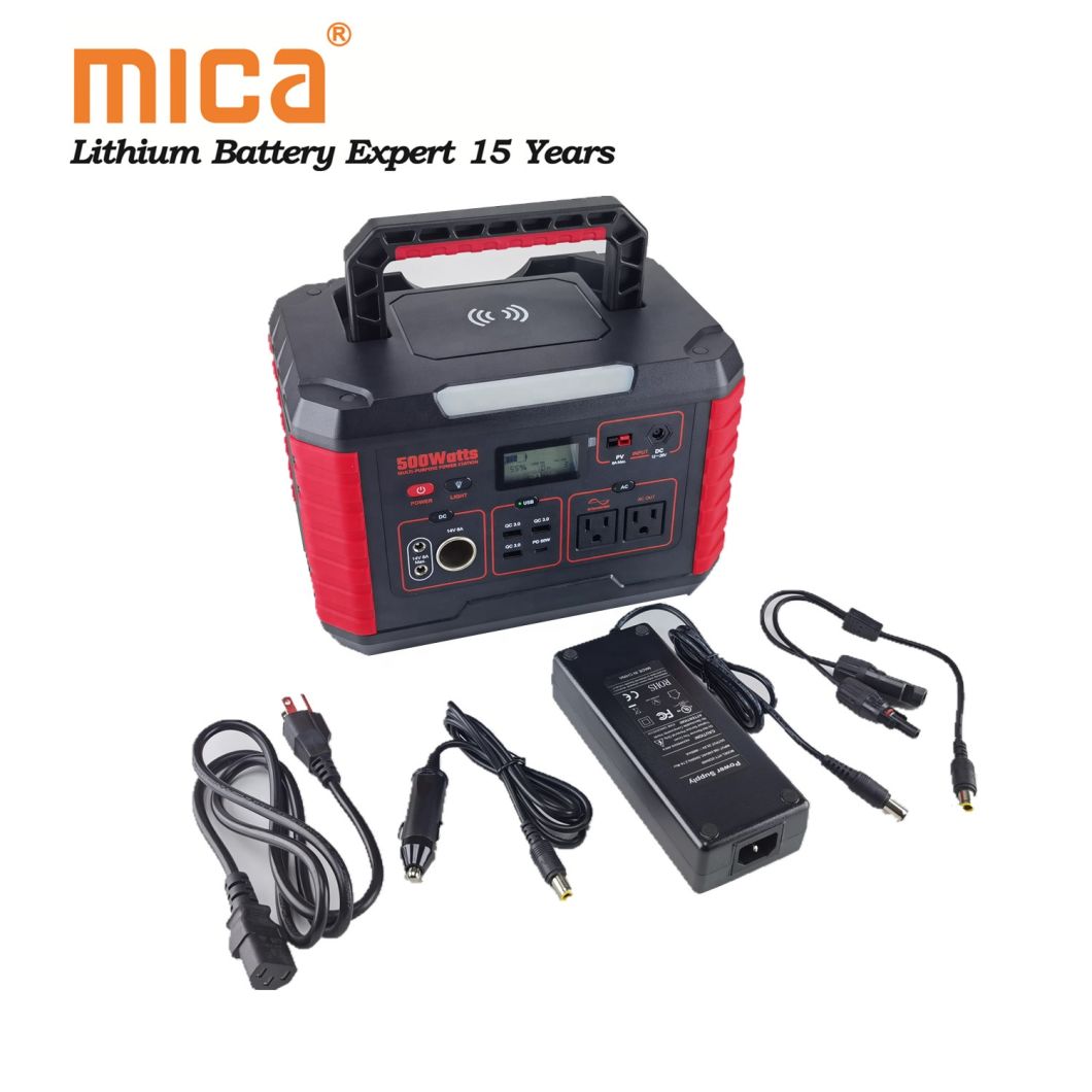 500W Solar Generator Portable Power Station with Type-C Output AC 220V Pure Sine Wave