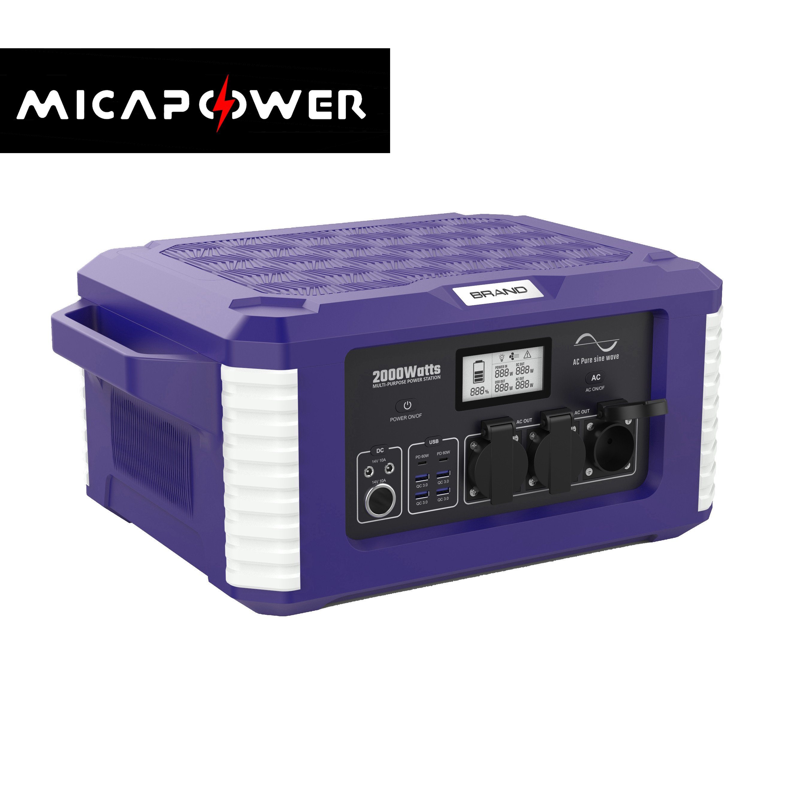 2000W Portable Power Station Outdoor Power Supply Lithium Battery Power Bank 110V/220V UPS