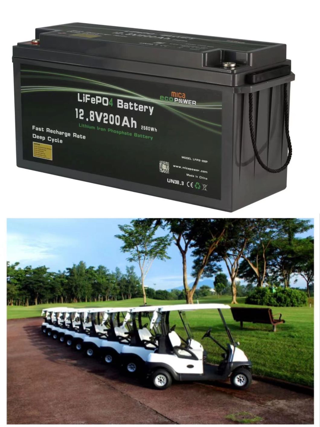 High Quality LFP4 12V 200ah LiFePO4 Battery for Golf Carts with CE Un38.3 MSDS