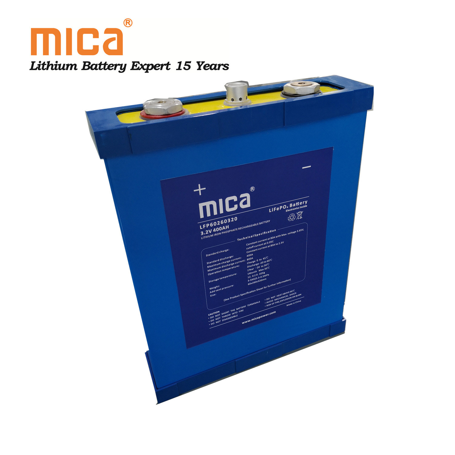 Mica Deep Cycle Solar LiFePO4 Battery 3.2V 400ah Prismatic Lithium Ion Battery Solar Storage System