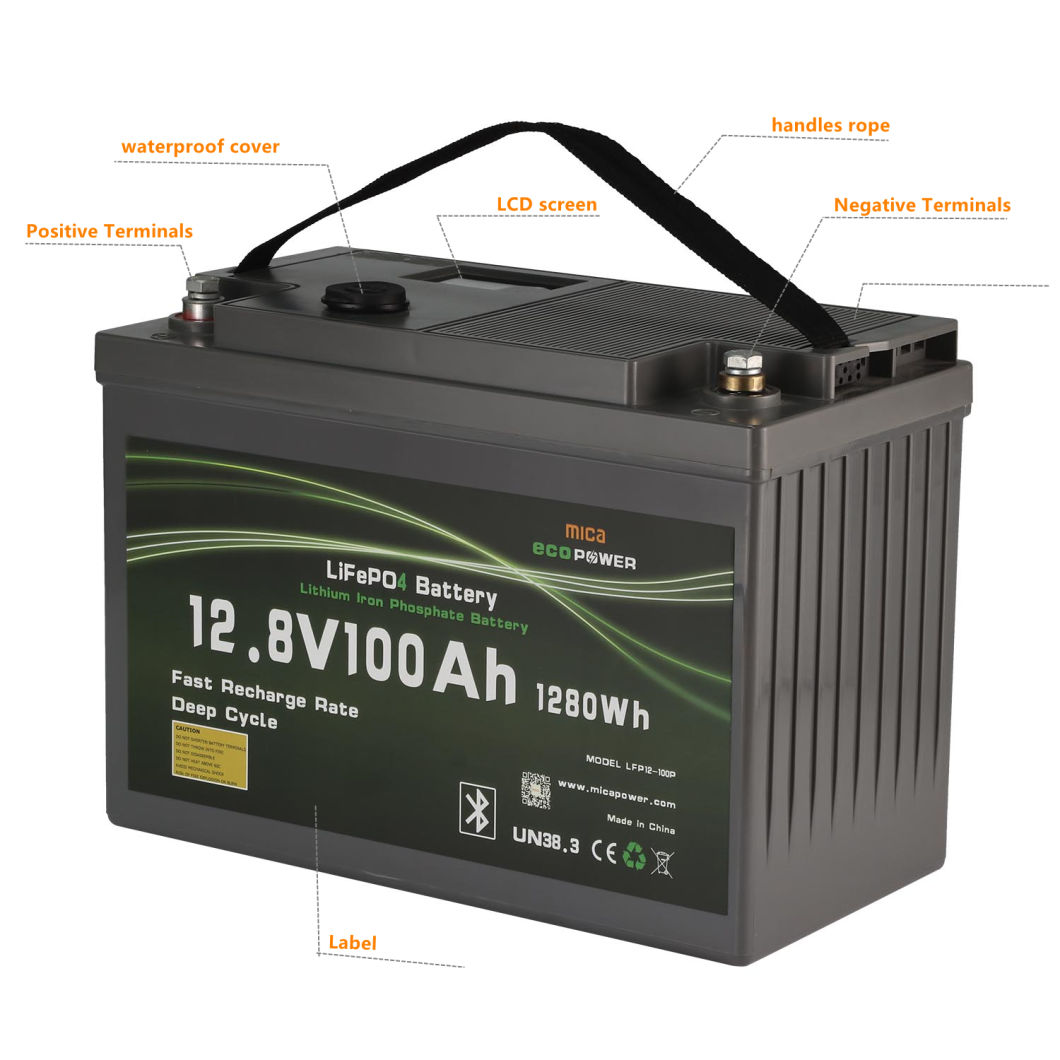 Mica Customize 12V 100ah Deep Cycle Rechargeable Battery 2000-5000 Life Cycles LiFePO4 Lithium Battery