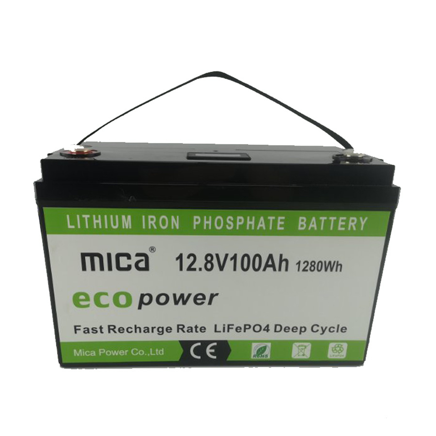 Deep Cycle LiFePO4 Battery Pack 12V 100ah 1.28kwh Energy Storage PV RV with Handles Rope
