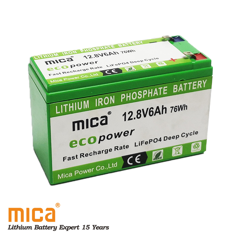 Factory Price 12.8V/12V 6ah LiFePO4 Battery Pack Lithium Ion Battery with BMS High Quality Long Cycle for Solar Lighting RV with RoHS Ce UL-1643 Un38.3
