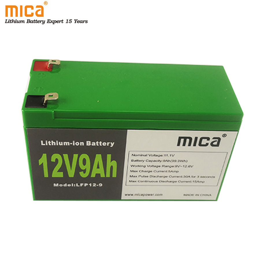 Factory Price 11.1V 12V 9ah Lithium Ion Battery with BMS Rechargeable LFP Batteries LiFePO4 Deep Cycles for UPS PV Ess Solar Energy