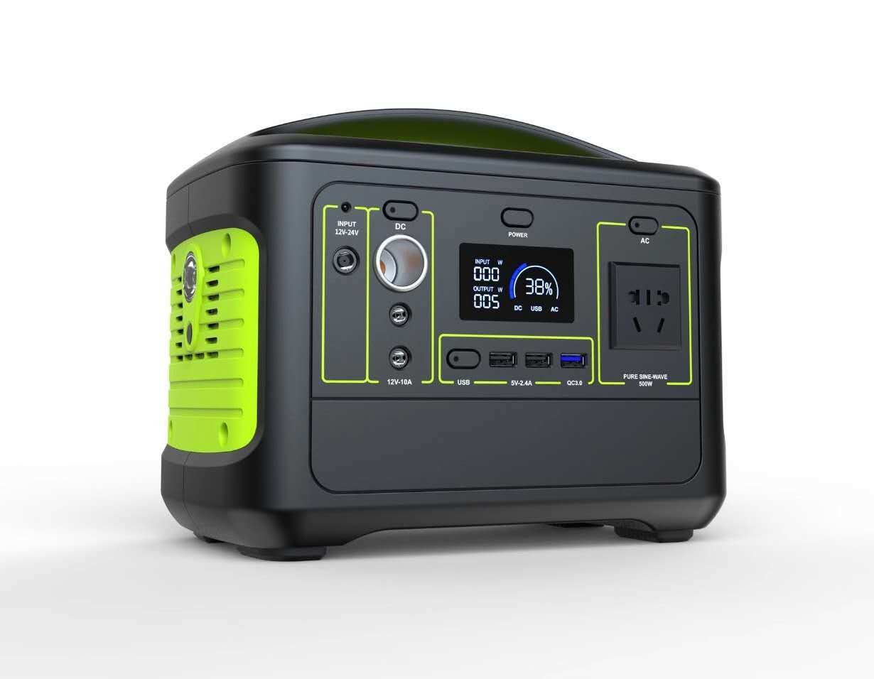 LCD Display 500W DC/AC Input Outdoor UPS Portable Power Station with QC3.0 USB Port/Type-C Port Output