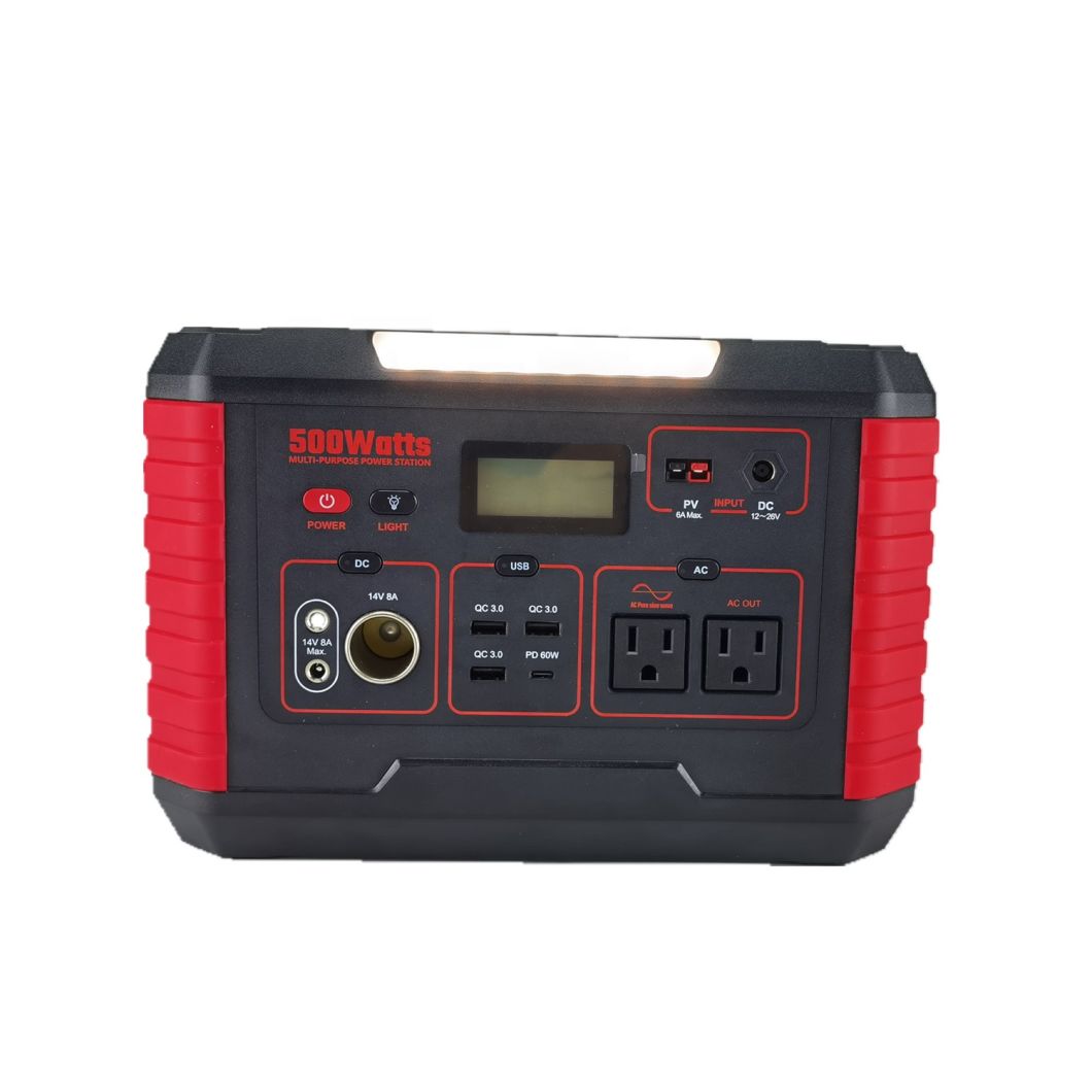 Portable Power Station 500W Generator 18650 Li-ion Battery Cell Wireless Charging AC Dual USB DC for Camping Travel Emergency