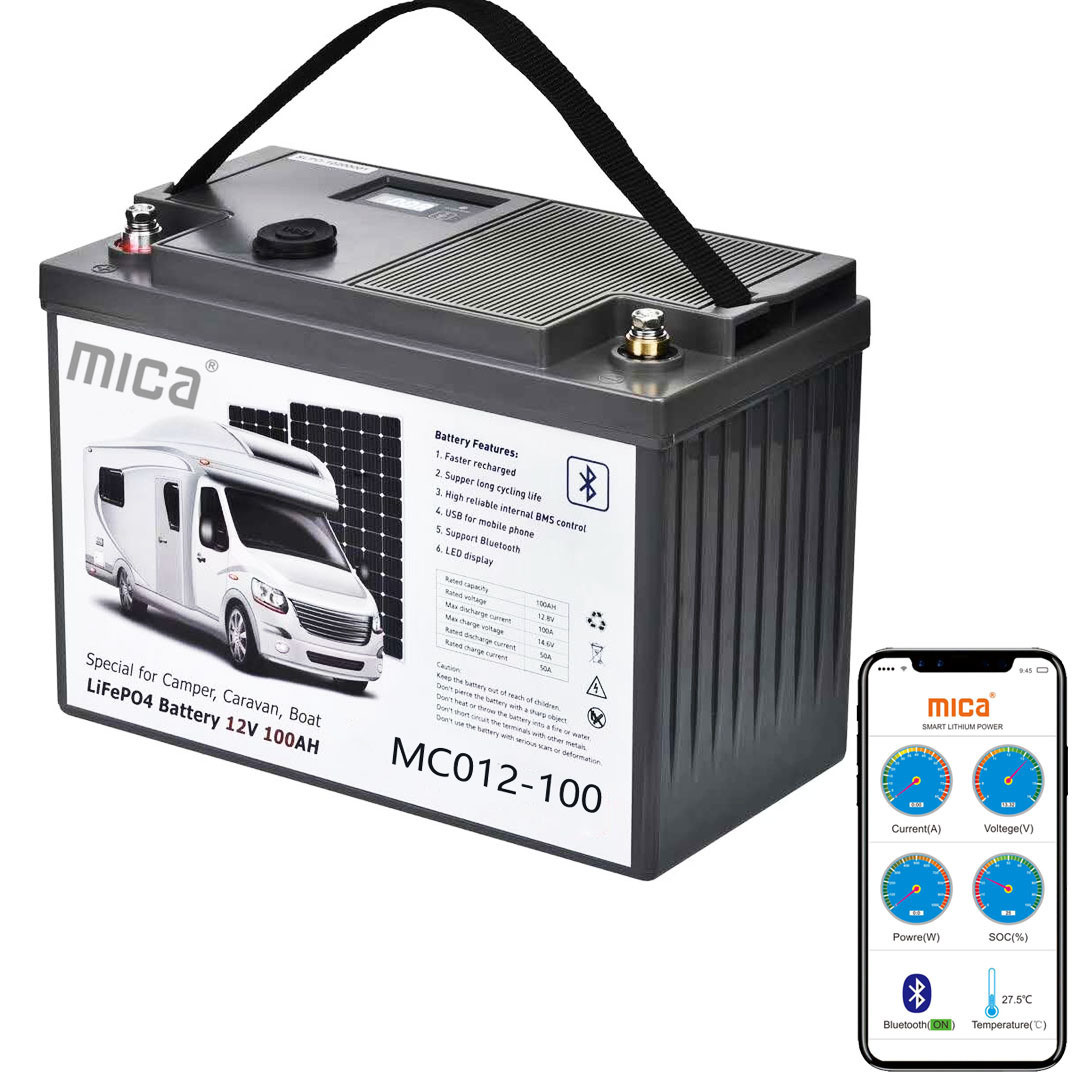 LiFePO4 Deep Cycle Battery 12V 100ah 200ah RV Camper Battery Caravan Battery Marine Fishing Boat LiFePO4 Battery Pack with LED Display and USB Interfaces