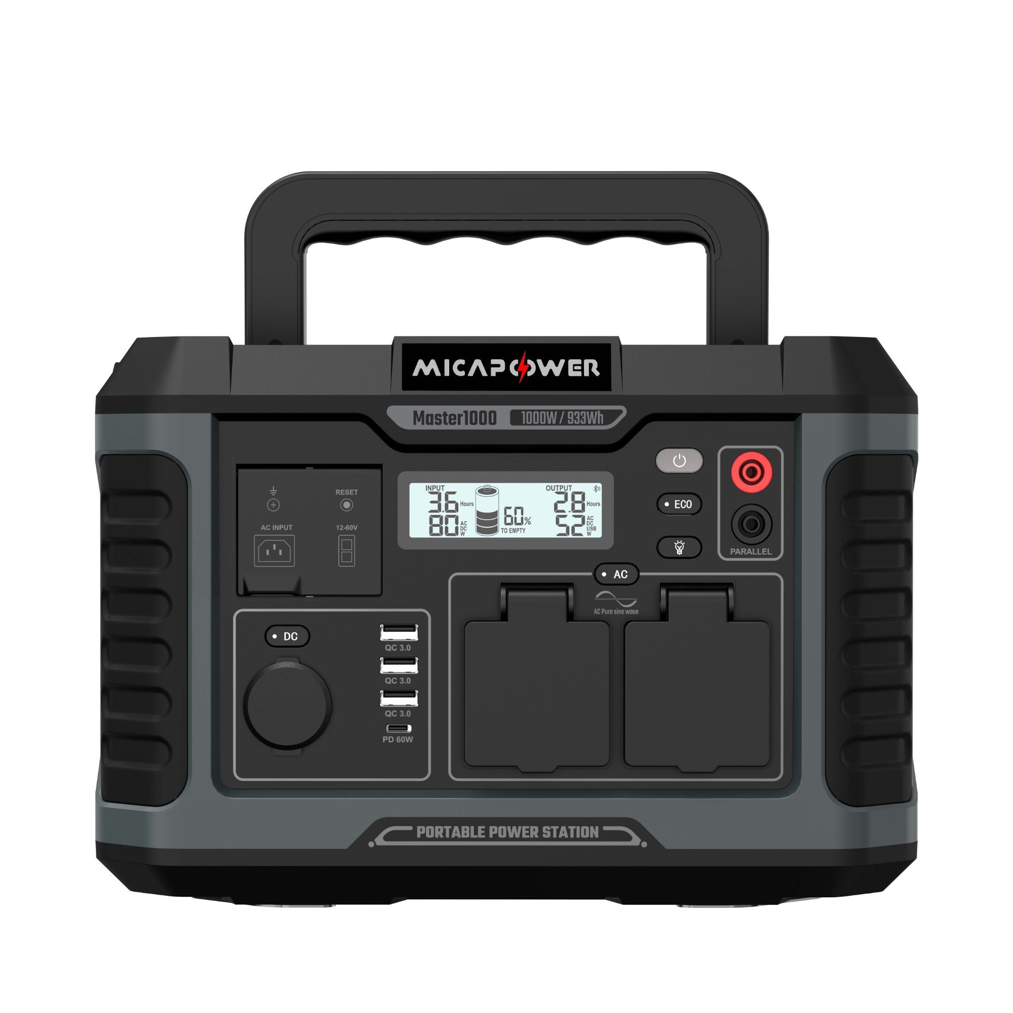 Mica 1000W Portable Power Station Solar Solar Camping Rechargeable Power Station Lithium Battery Bank