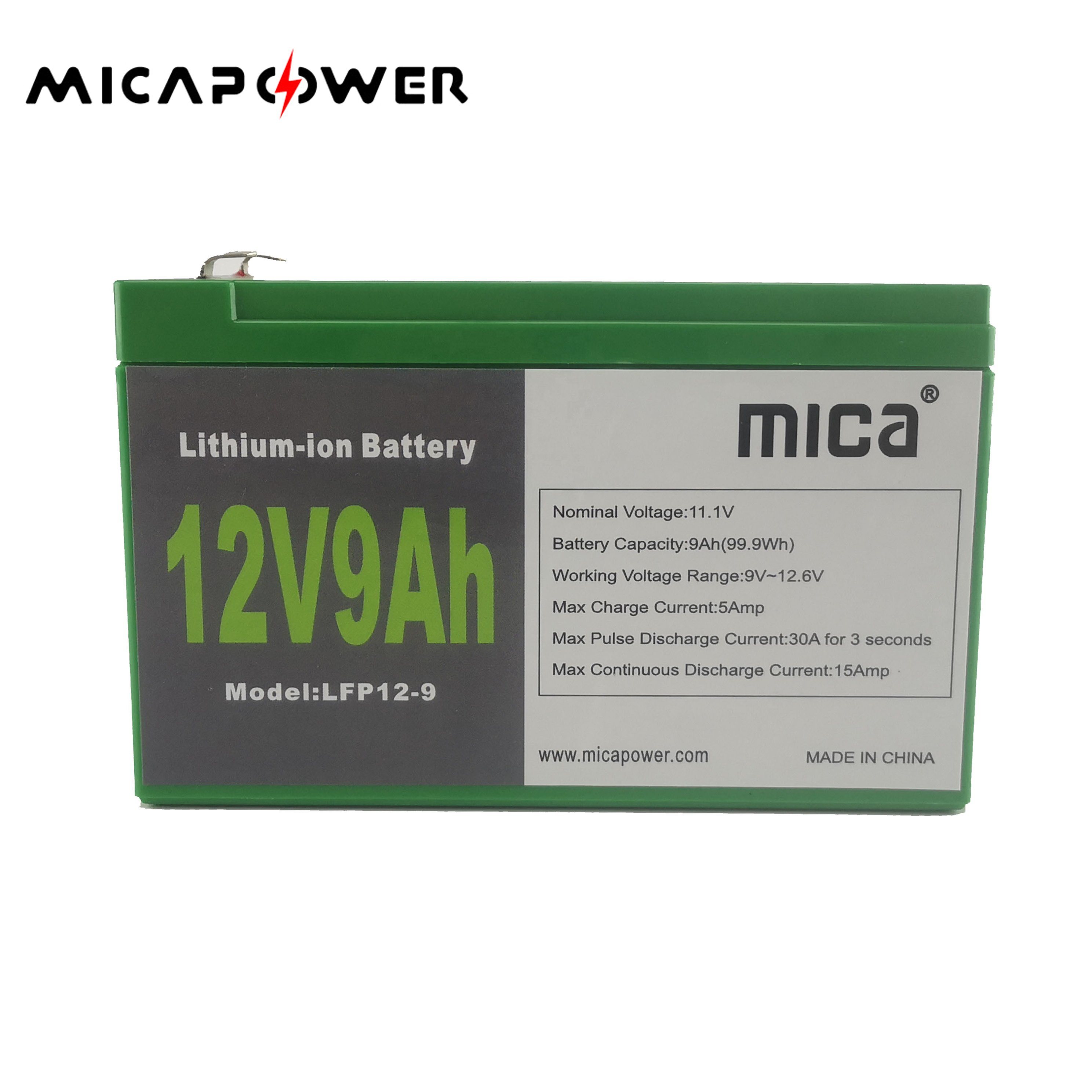 Long Life Deep Cycle 12V 9ah Lithium Ion LiFePO4 Battery Pack with High Capacity