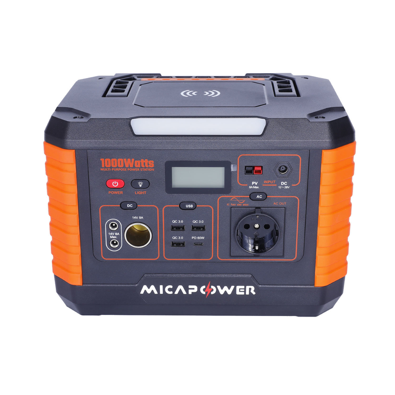 Portable Power Bank AC DC with Solar Panel 1000W Portable Power Staion for Travel Laptop Car Jump