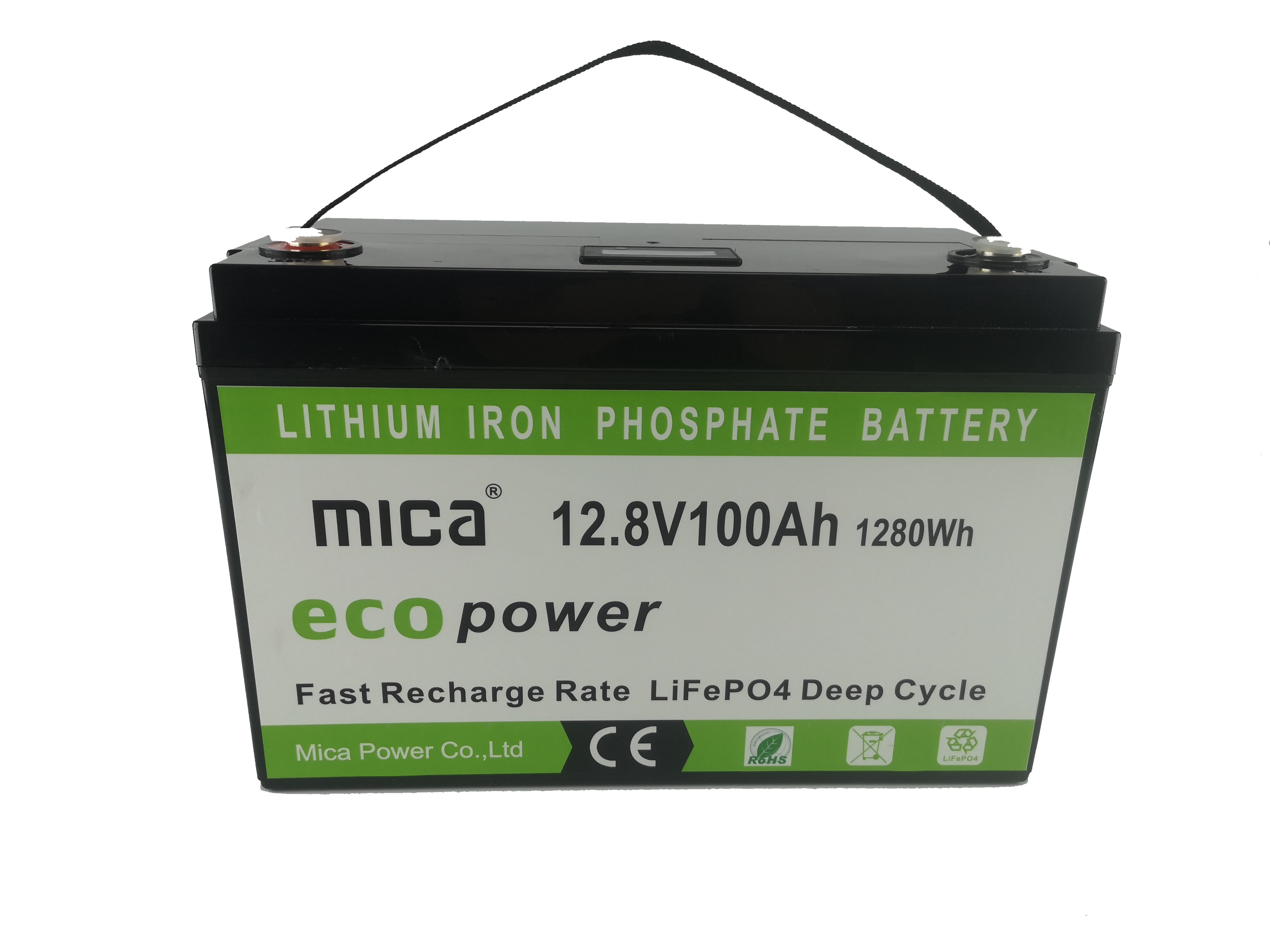 Deep Cycle LiFePO4 Battery Pack 12V 100ah 1.28kwh Energy Storage PV RV with Handles Rope