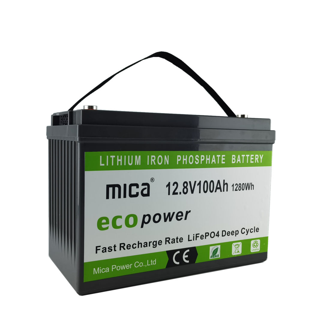 Deep Cycle Battery 12.8V 100ah Lithium Iron LiFePO4 Built-in 100A BMS 2000+ Cycles Perfect for RV Solar Marine off-Grid Application LiFePO4 Battery