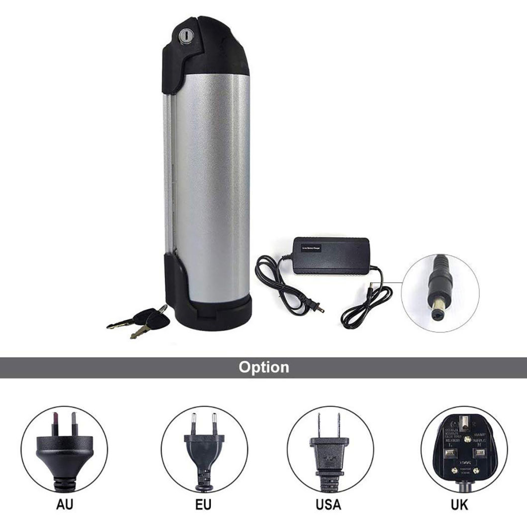 Black/Slaver Water Bottle 36V 10.4ah Lithium Ion Battery Pack for Electric Bike/E-Bike/Scooter with BMS with RoHS CE UL-1643 Un38.3