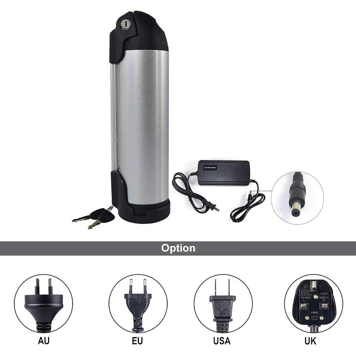 Black/Slaver Water Bottle 36V 10.4ah Lithium Ion Battery Pack for Electric Bike/E-Bike/Scooter with BMS with RoHS CE UL-1643 Un38.3