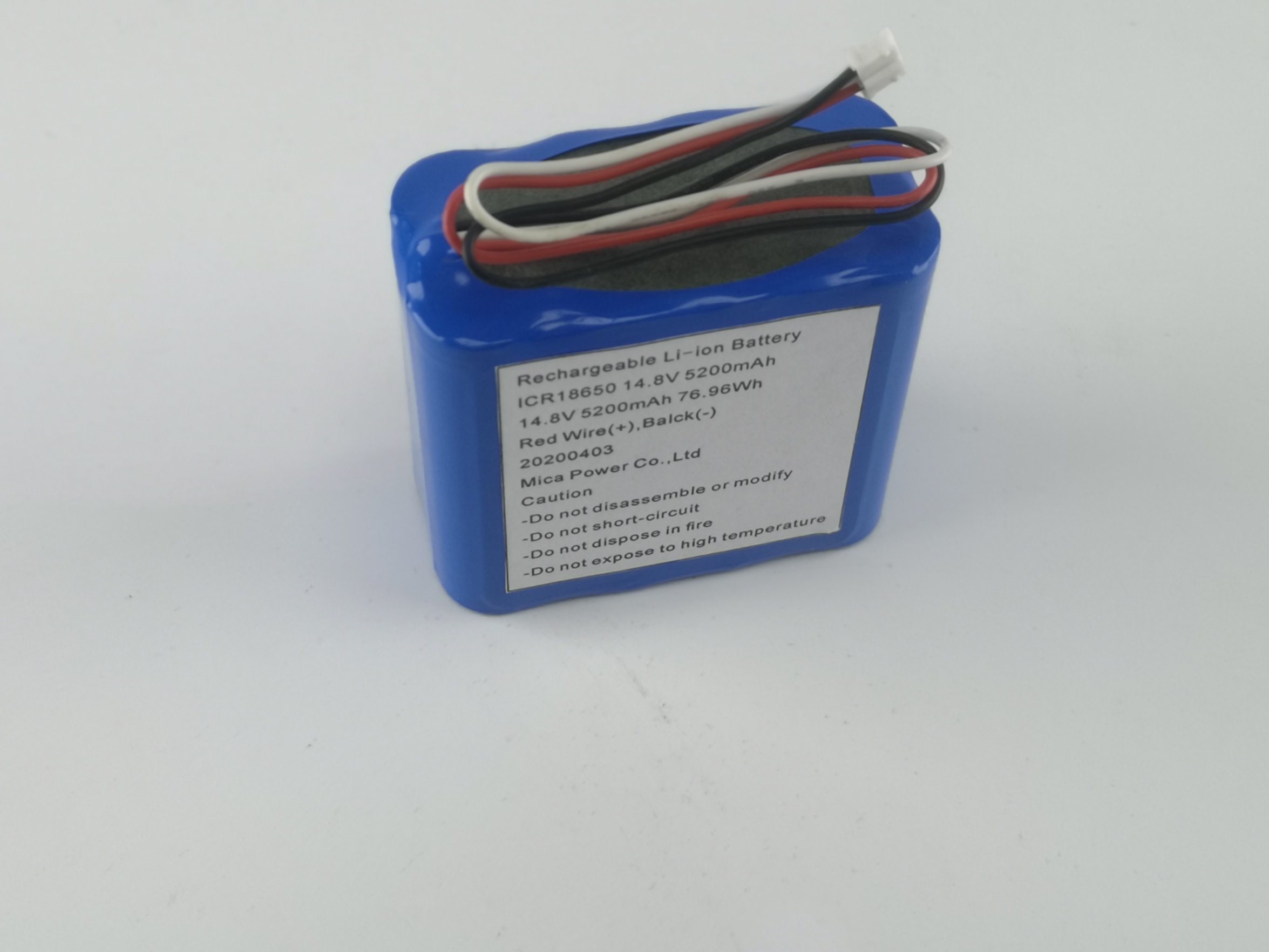 High Quality 14.8V 5200mAh Deep Cycle 4s2p Lithium Ion Battery with 18650 Battery Pack
