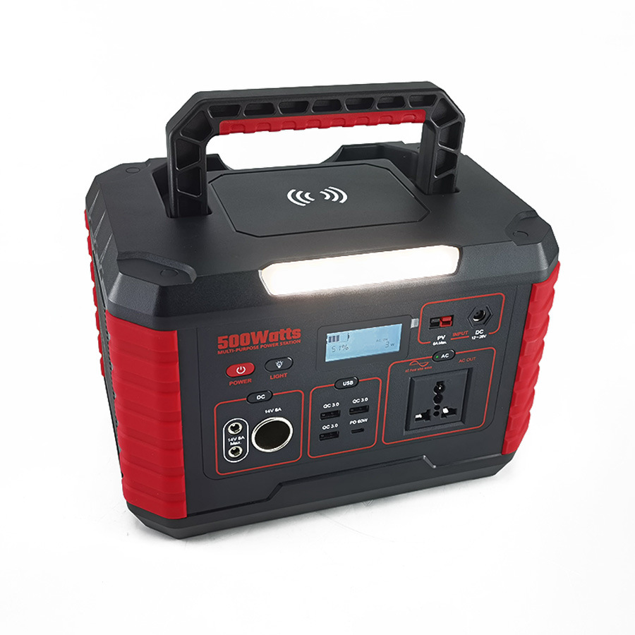 Muti-Functional 500W Portable Power Station 140400mAh Universal Socket Wireless Charging LCD Lithium Battery Mini Generator for Camping Outdoor Travel Emergency