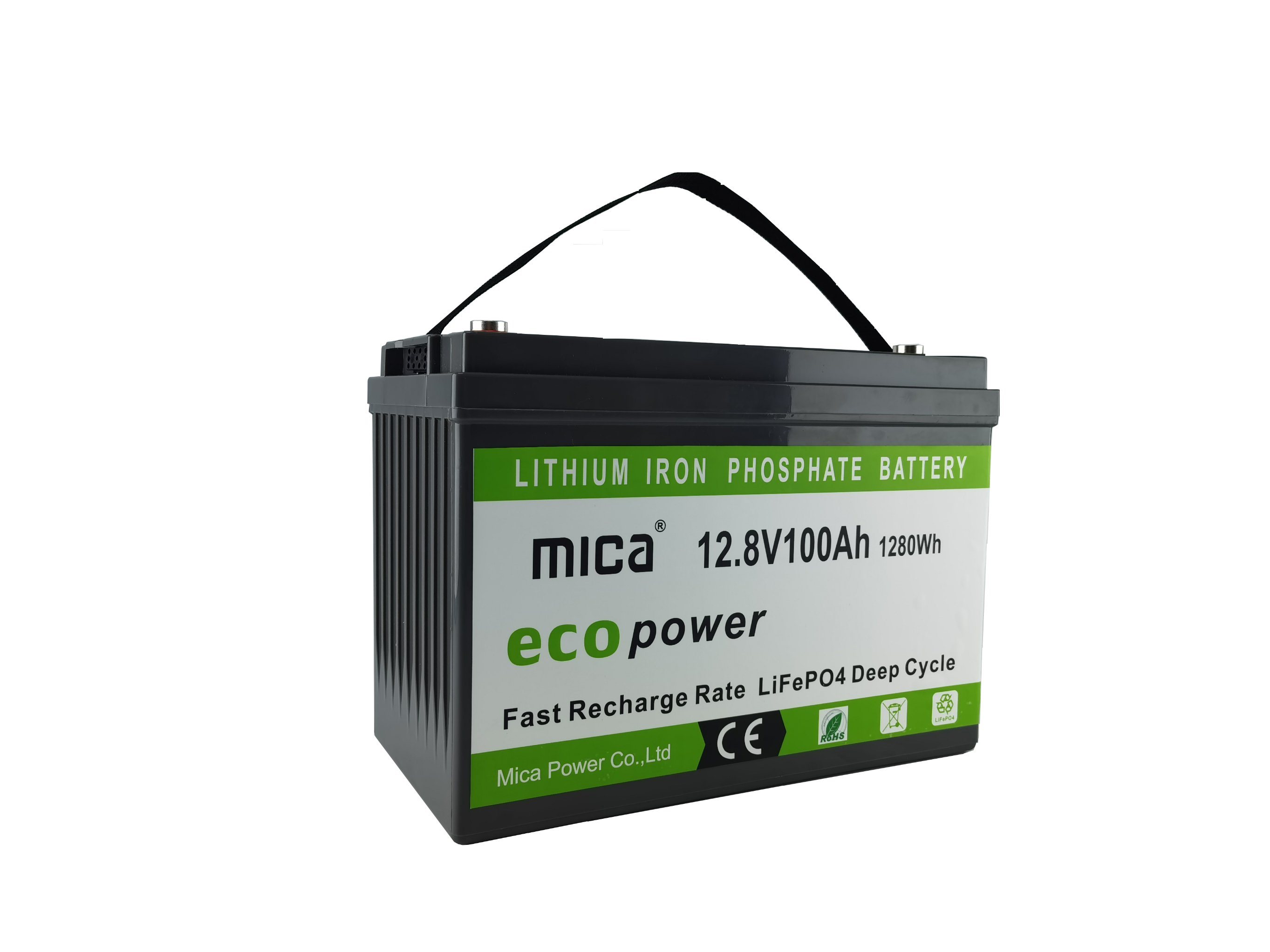 Deep Cycle Battery 12.8V 100ah Lithium Iron LiFePO4 Built-in 100A BMS 2000+ Cycles Perfect for RV Solar Marine off-Grid Application LiFePO4 Battery