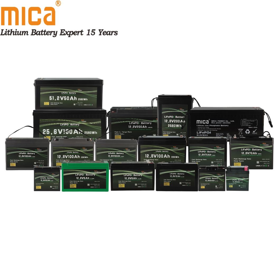 Factory 12V 24V 36V 48V 200ah/100ah/300ah Lithium Phosphate LiFePO4 Battery 12V for Solar Energy Storage/Marine/RV/Boat/Bluetooth APP with Un38.3/UL