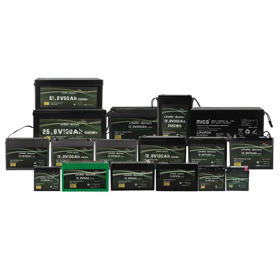 Factory Price Customized 12.8V 24V 25.6V 70ah 100ah 200ah 300ah Electric Scooter Golf Solar Storage Battery Pack LiFePO4 Battery 12V
