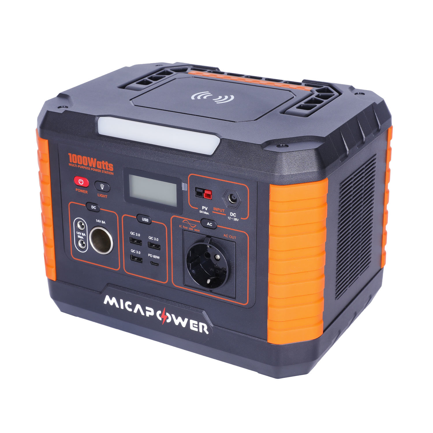 1000W Portable Power Station 220V 110V Camp Outdoor USB Type-C Wireless Charging Power Bank