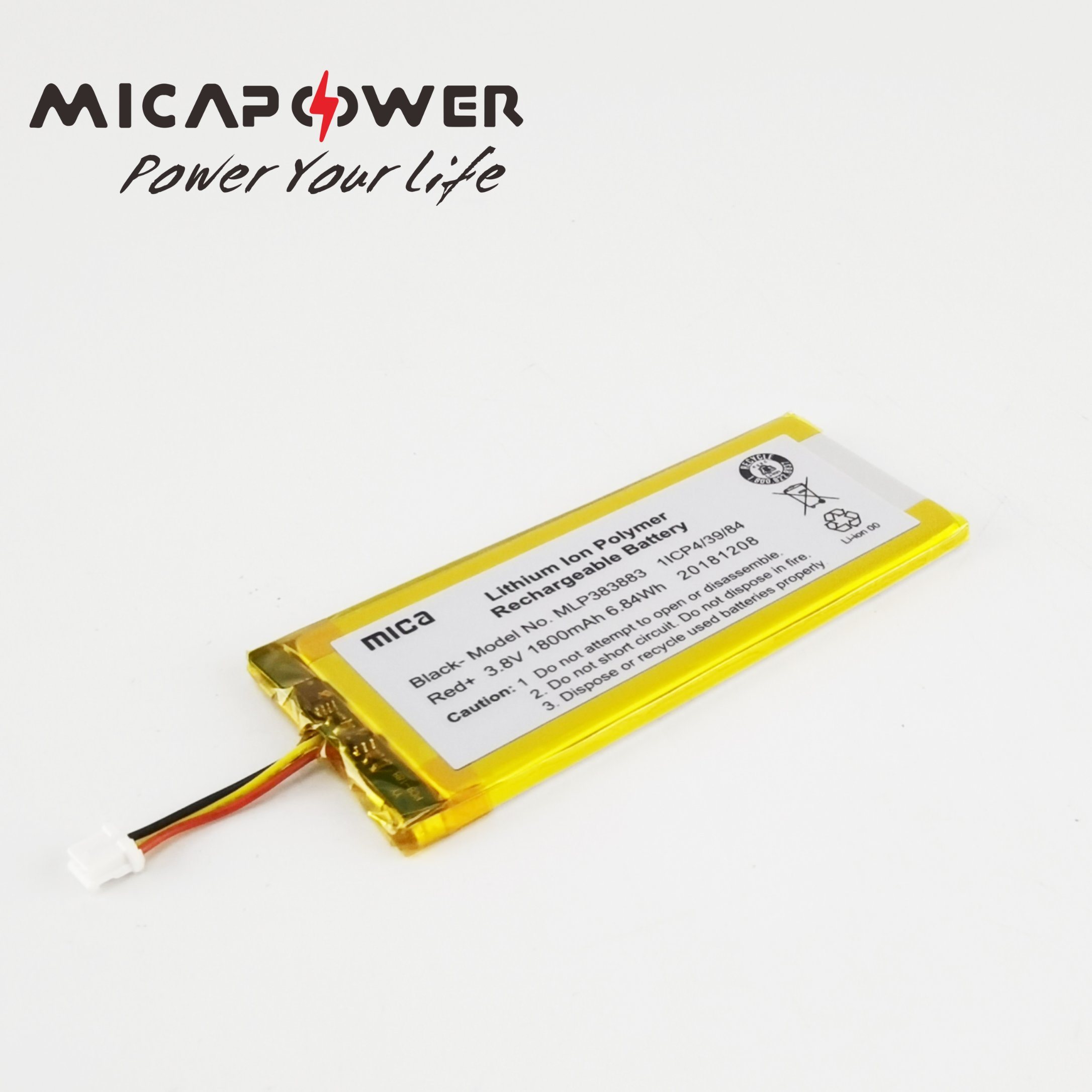 Mica 3.7V 3.8V 1800mAh Lithium Polymer Battery Pack Ultra Thin Lithium Ion Battery Cells Pack Battery High Capacity Lithium Polymer Battery for Smart Watch
