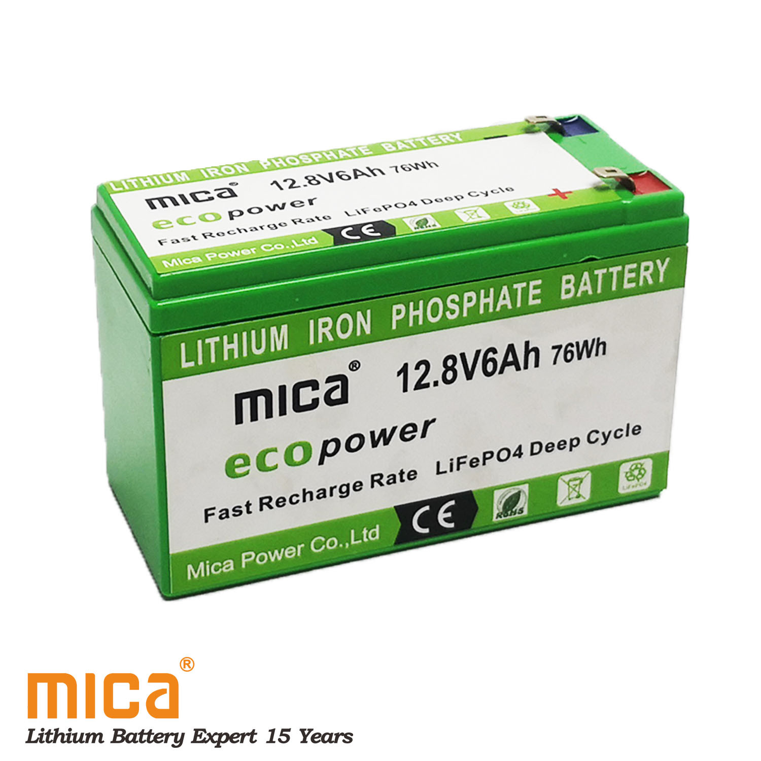 Factory Directly Supply 12.8V12V 6ah LiFePO4 Battery Pack Lithium Ion Battery High Quality Long Cycle for Solar Lighting RV with RoHS Ce UL-1643 Un38.3