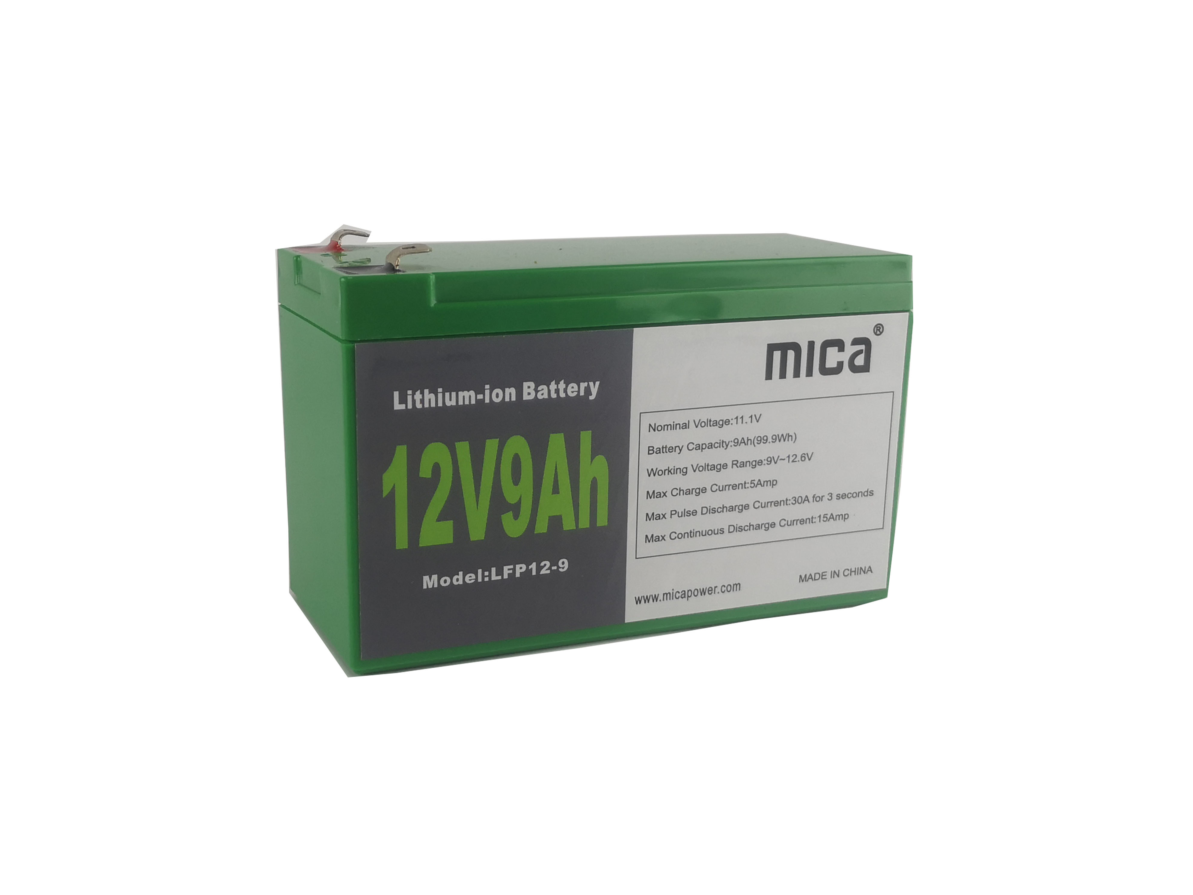 Mica Factory Direct Supply 12V9ah LiFePO4 Customized LFP Lithium Ion Battery Pack for Solar Power