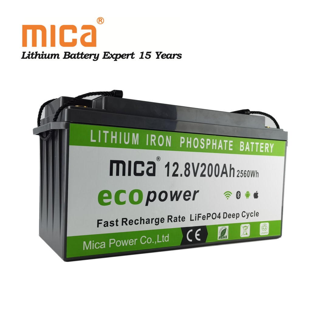 Deep Cycle Solar Battery 12V 200ah LiFePO4 Battery Pack IP65 Solar Panel System Recreational Vehicle Motorhome Battery