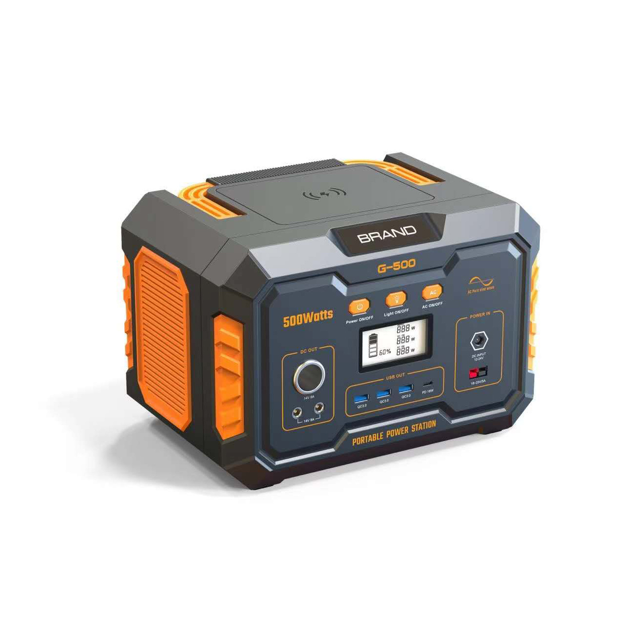 500W Solar Generator Portable Power Station with Type-C Output AC 220V Pure Sine Wave