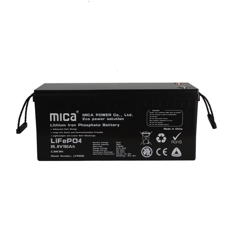 Factory Directly Supply 25.6V 24V LiFePO4 Battery Lithium Ion Battery Pack 150ah with BMS for Solar Energy System Street Light PV System Backup with CE Un38.3