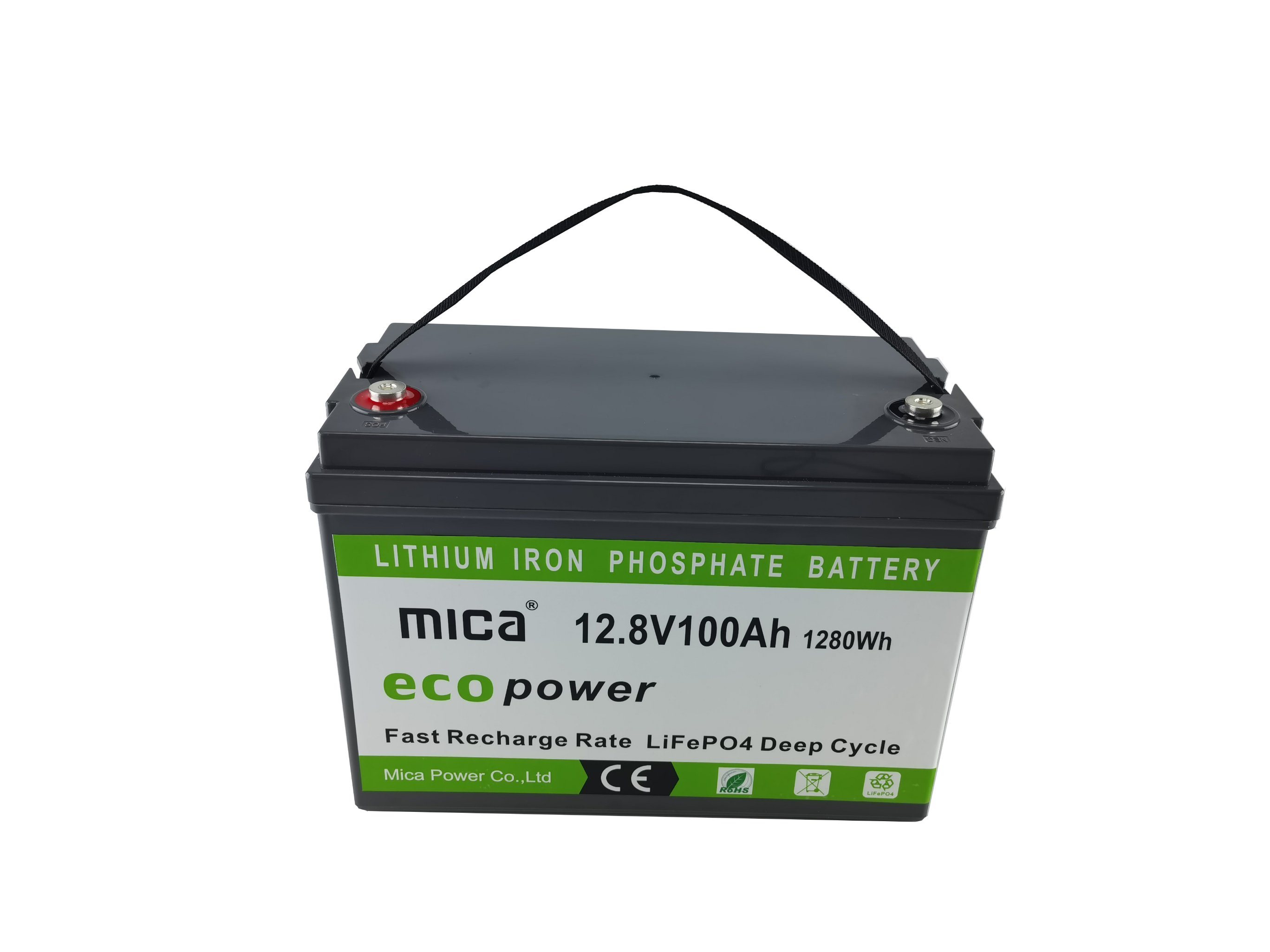 Deep Cycle Battery 12.8V 100ah Lithium Iron LiFePO4 Built-in 100A BMS 2000+ Cycles Perfect for RV Solar Marine off-Grid Application LiFePO4 Battery