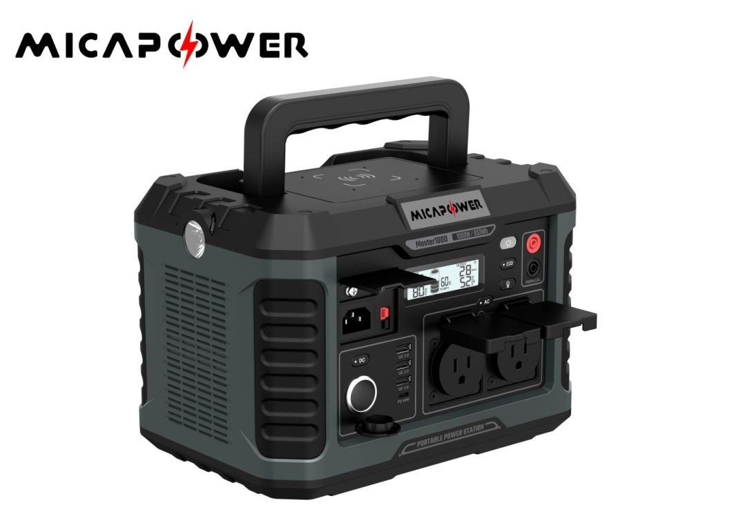 Mica 1000W Portable Power Station Solar Solar Camping Rechargeable Power Station Lithium Battery Bank
