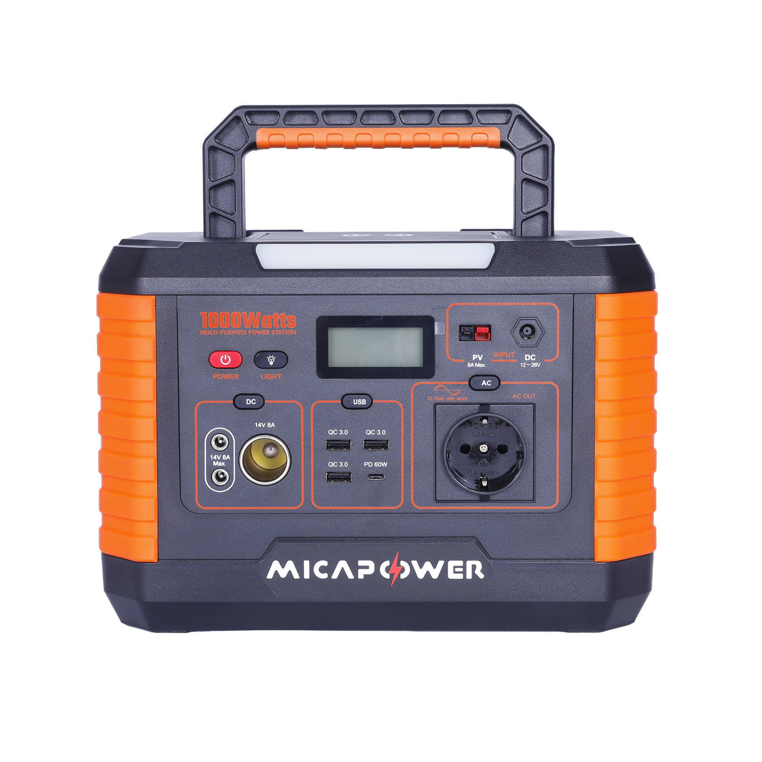 Portable Power Bank AC DC with Solar Panel 1000W Portable Power Staion for Travel Laptop Car Jump