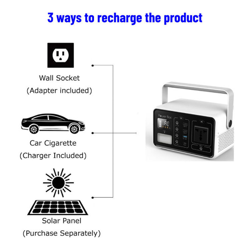 Portable Multi-Function Power Station 200W 60W Connected with Solar Panel for Camping Hunting Fishing Outdoor Mobile Power Bank