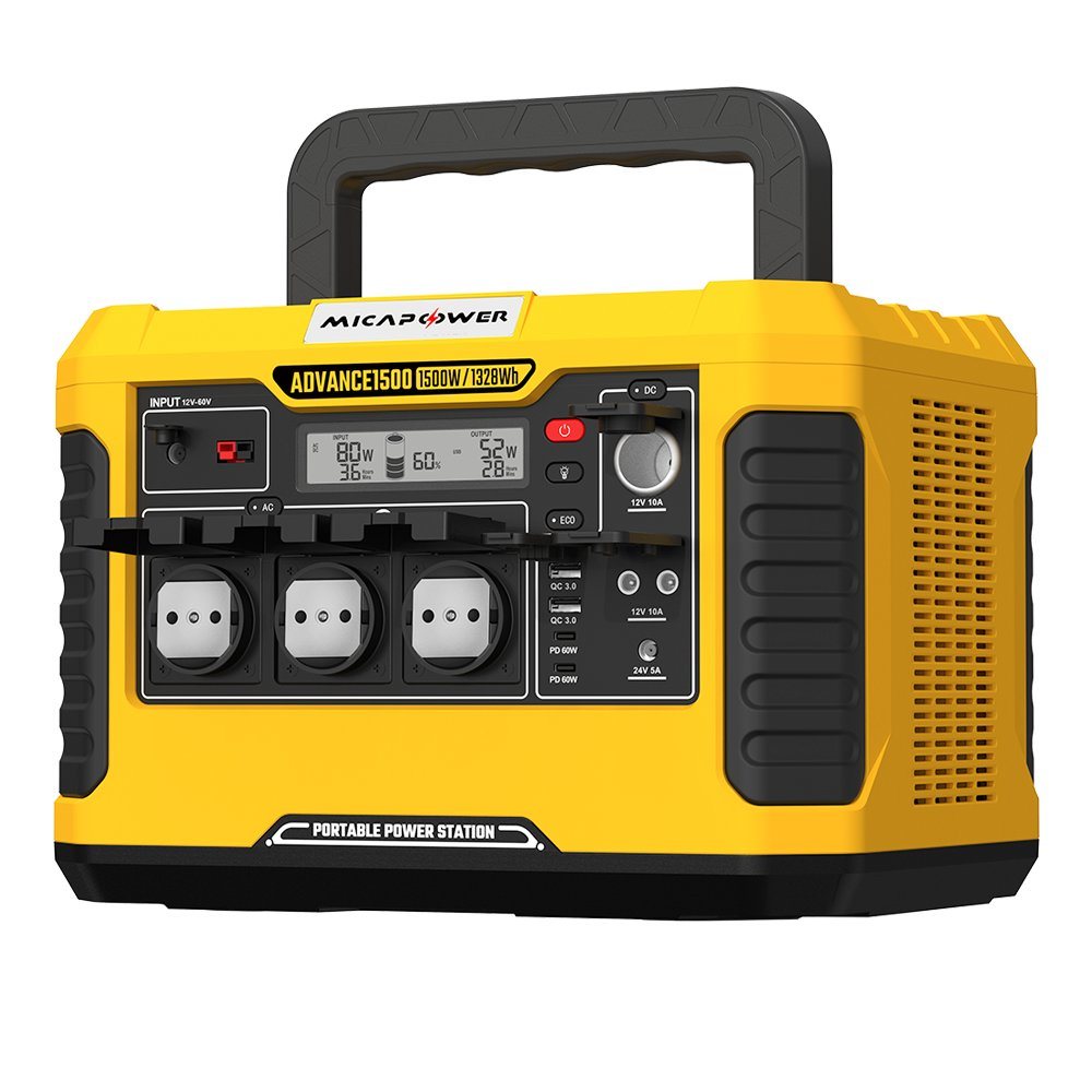 Portable Power Station Backup Lithium Battery 1500W Pure Sine Wave AC Outlet Solar Generator for Outdoors Camping